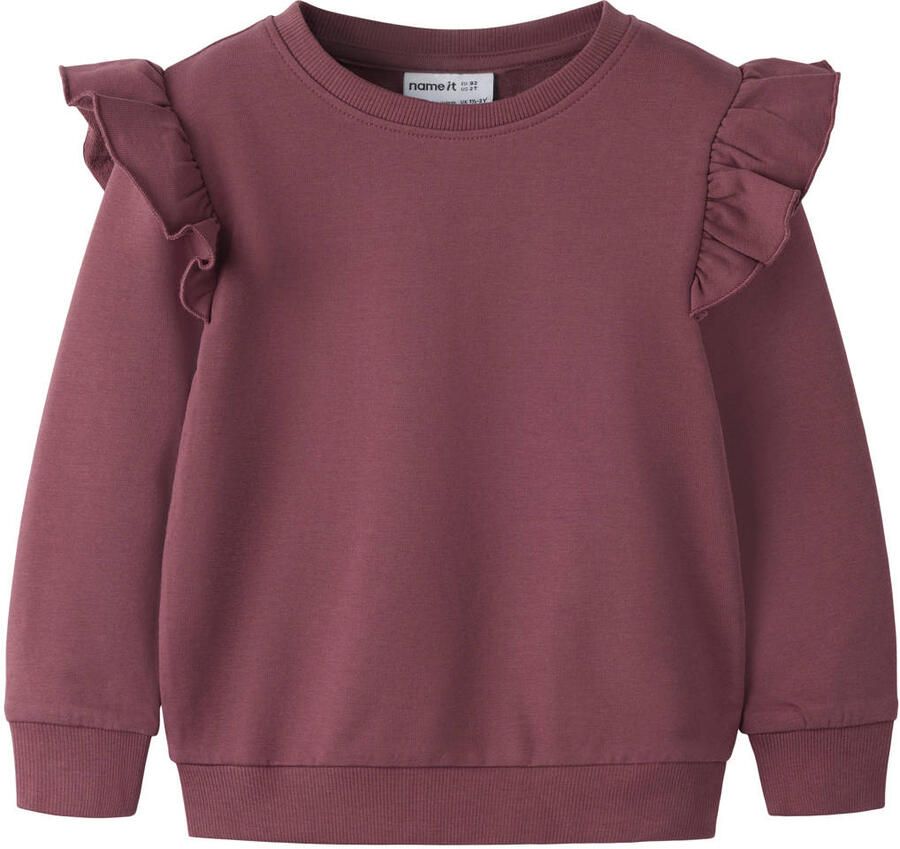 NAME IT MINI rechtvallende sweater met ruches donkerrood - Foto 2