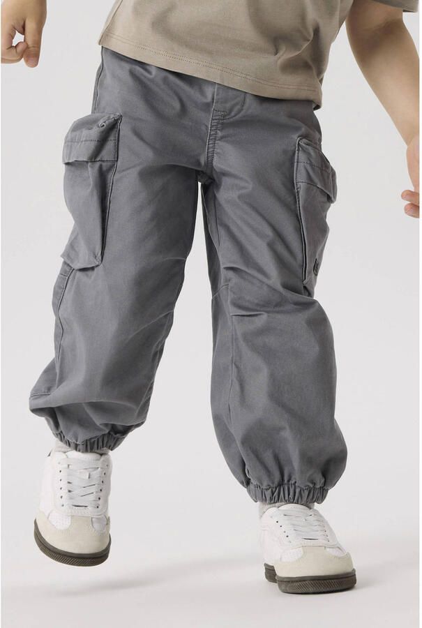 Name it MINI regular fit cargobroek NMMBEN donkergrijs Jongens Stretchkatoen 122 - Foto 2