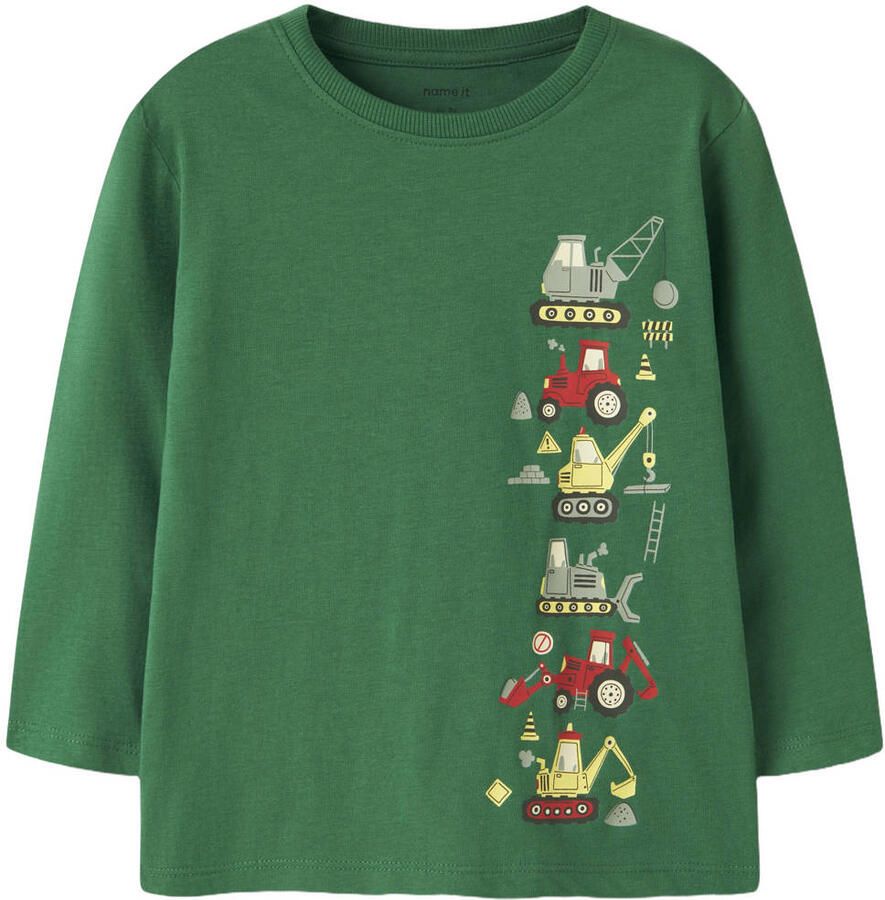 NAME IT MINI regular fit longsleeve met print groen