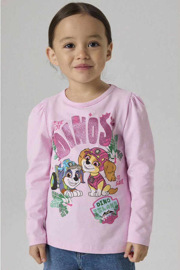 NAME IT MINI regular fit Paw Patrol longsleeve met print roze