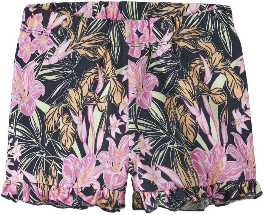 NAME IT MINI regular gebloemde casual short donkerblauw