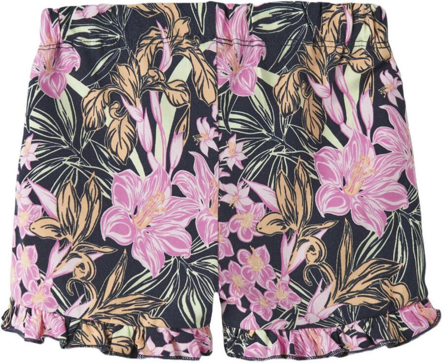 NAME IT MINI regular gebloemde casual short donkerblauw - Foto 2