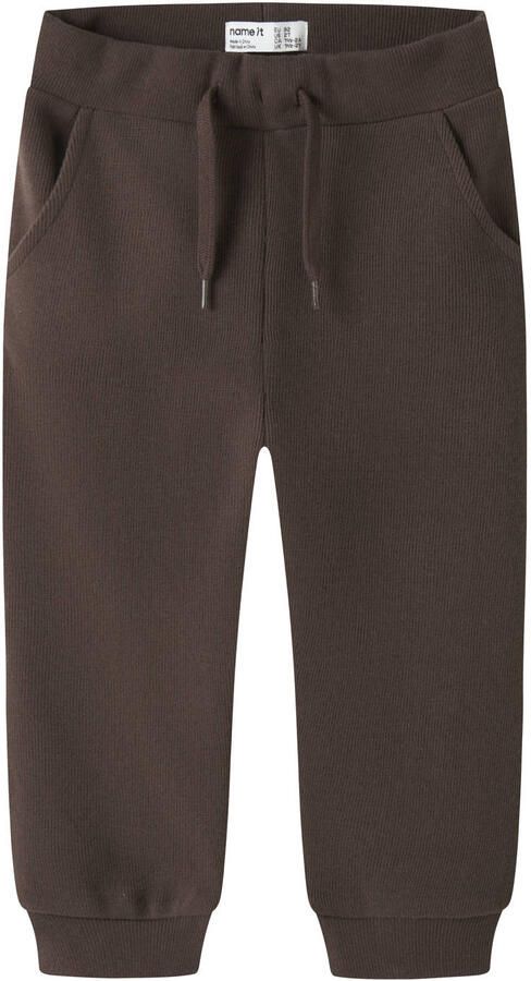 NAME IT MINI regular waist joggingbroek donkerbruin