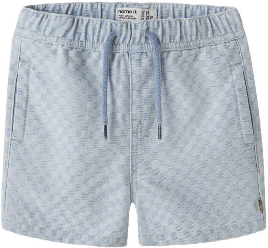 NAME IT MINI relaxed geruite casual short medium blue denim
