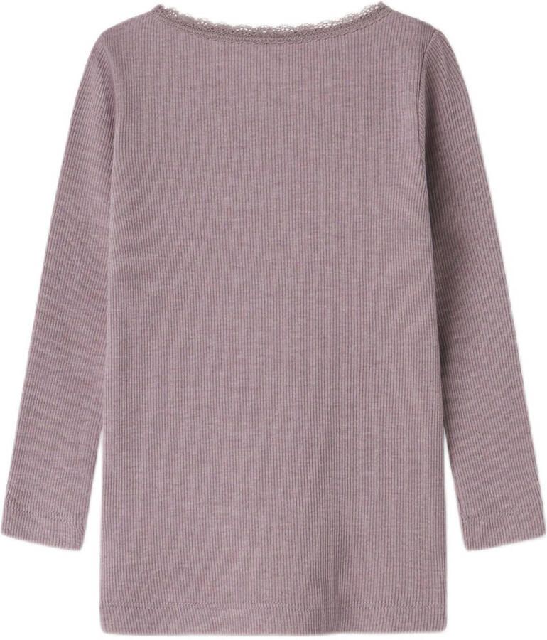 Name It Shirt met lange mouwen NMFKAB LS TOP NOOS in fijne rib en met schattige kanten rand aan de halslijn - Foto 2