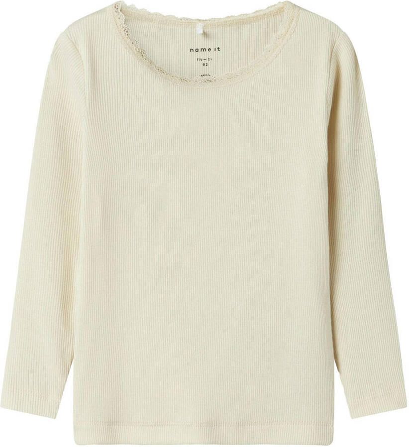 NAME IT MINI ribgebreide longsleeve NMFKAB lichtzand - Foto 2