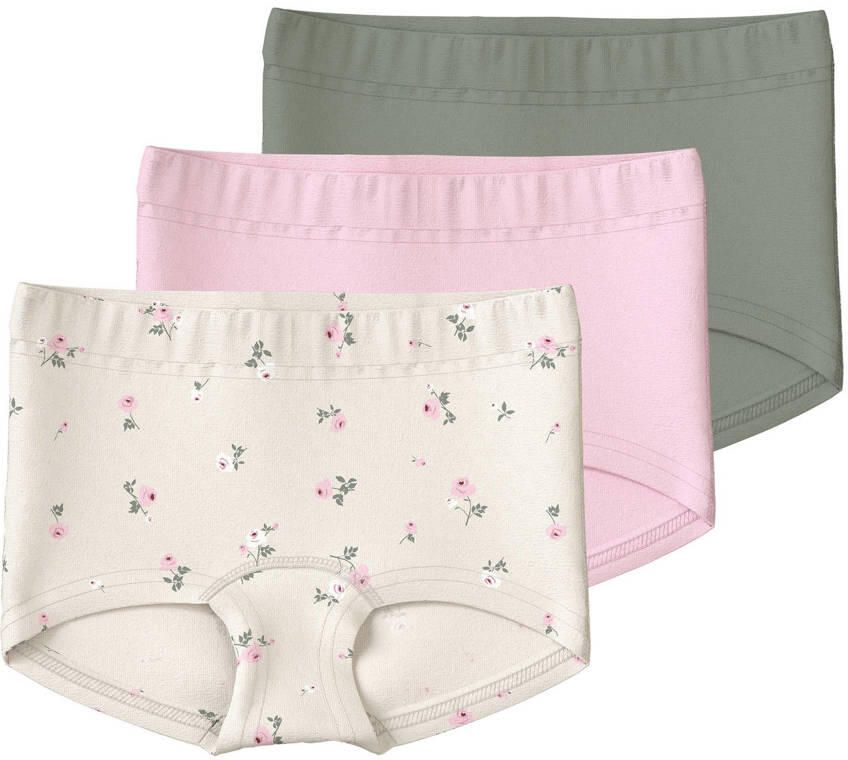 NAME IT MINI short ecru groen roze (set van 3)