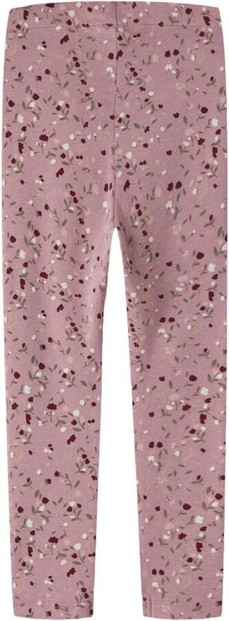 NAME IT MINI slim fit gebloemde gebreide legging lila Paars Meisjes Stretchkatoen - Foto 3