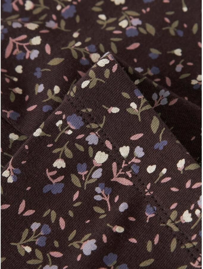 NAME IT MINI slim fit gebreide gebloemde legging donkerbruin Meisjes Stretchkatoen - Foto 2