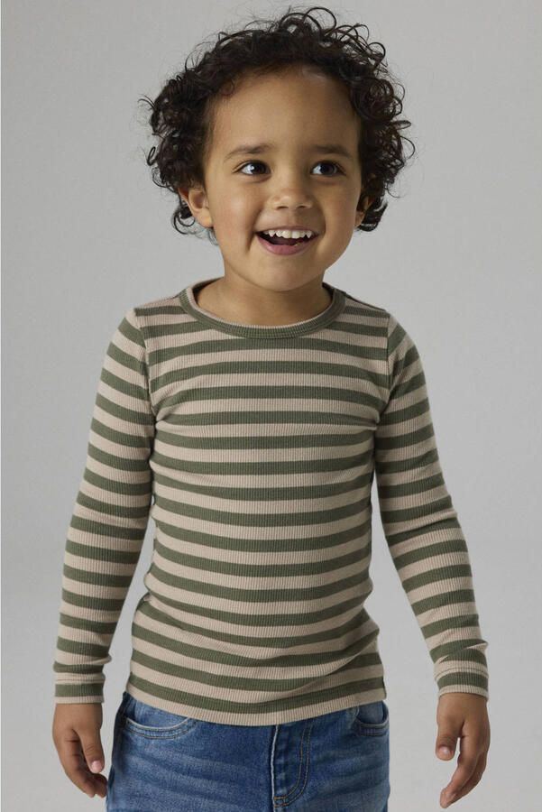 NAME IT MINI slim fit gestreepte longsleeve groen
