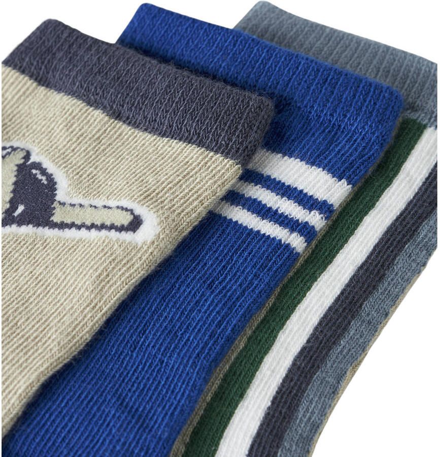 NAME IT MINI sokken met print blauw grijs (set van 3) Jongens Stretchkatoen - Foto 2