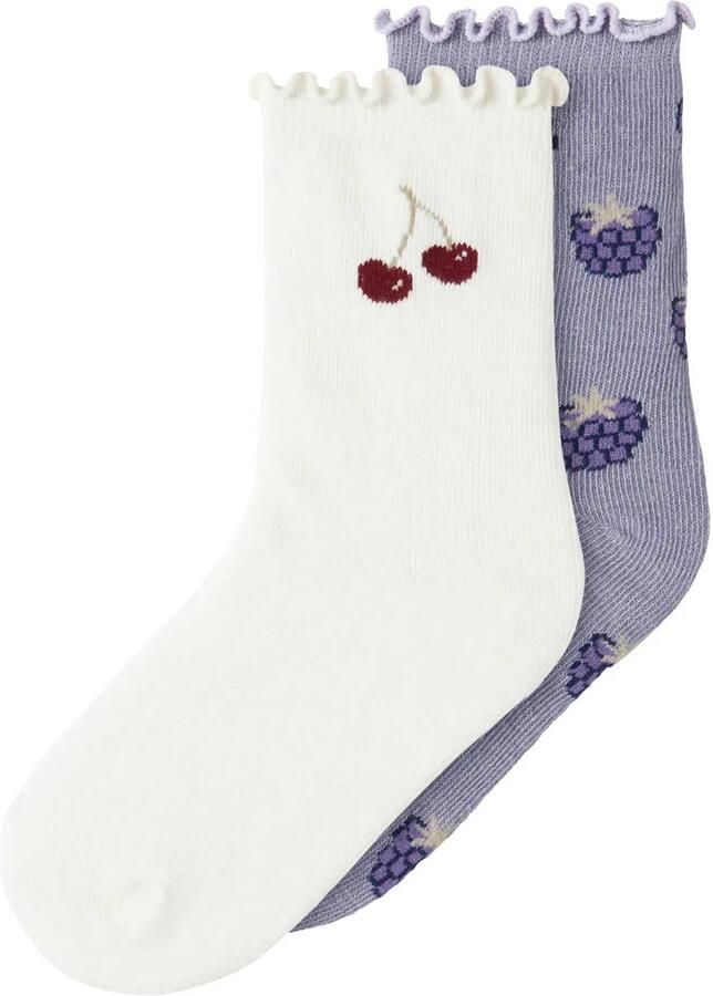 NAME IT MINI sokken met print paars wit (set van 2) Meisjes Stretchkatoen