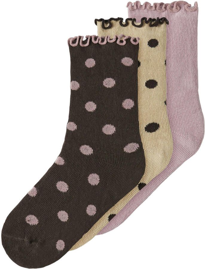 NAME IT MINI sokken met stippen roze bruin beige Meisjes Stretchkatoen