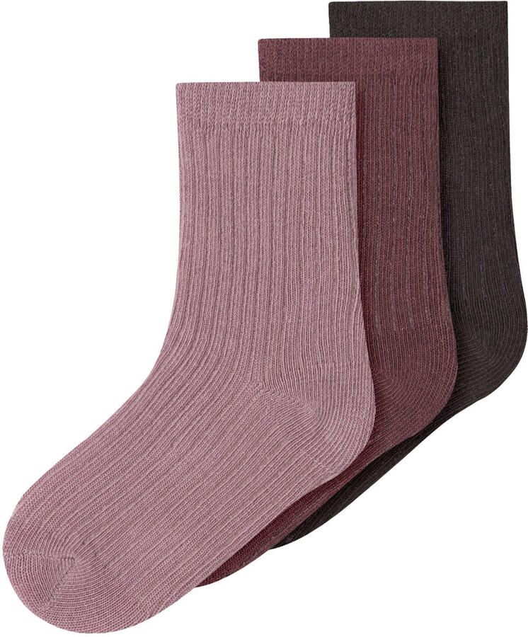 NAME IT MINI sokken (set van 3) Roze Meisjes Stretchkatoen Effen