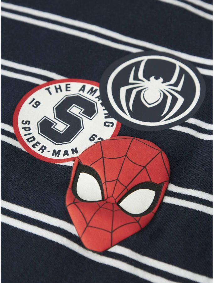 NAME IT MINI Spider-Man gestreepte longsleeve donkerblauw gebreid - Foto 2