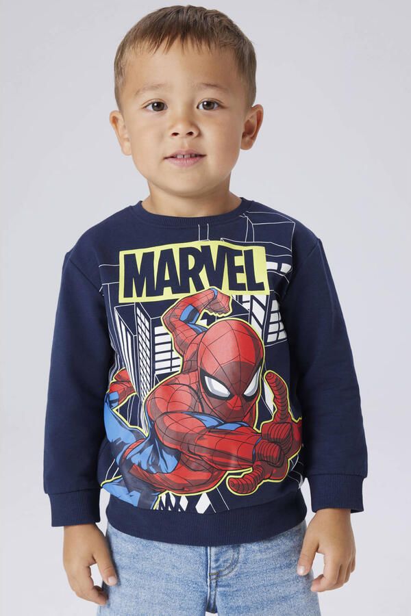 NAME IT MINI Spiderman sweater donkerblauw