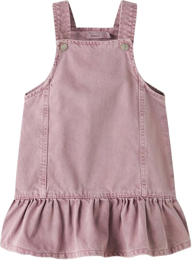 NAME IT MINI spijkerjurk met plooien roze
