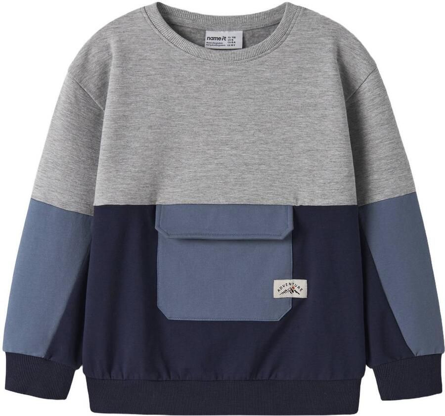 NAME IT MINI sweater blauw grijs Meerkleurig