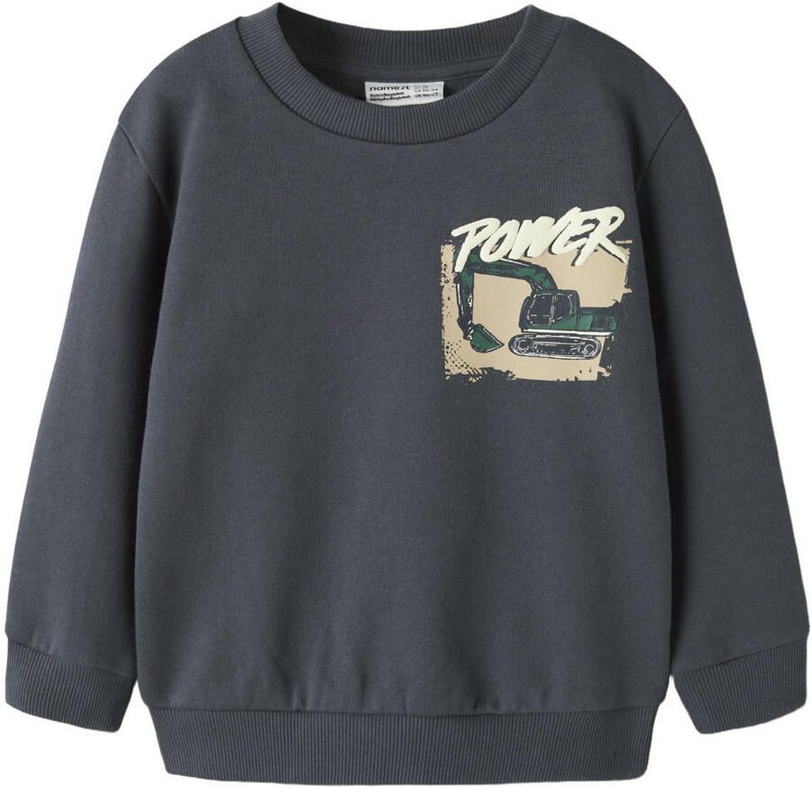 NAME IT MINI sweater met backprint antraciet