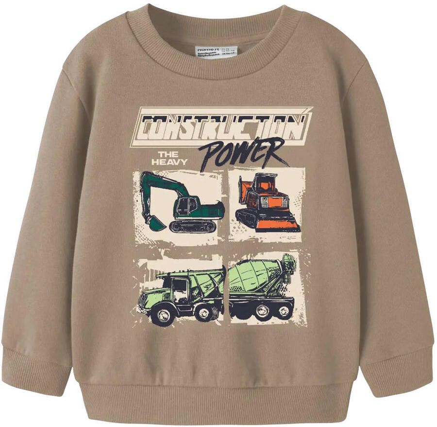 NAME IT MINI sweater met backprint beige