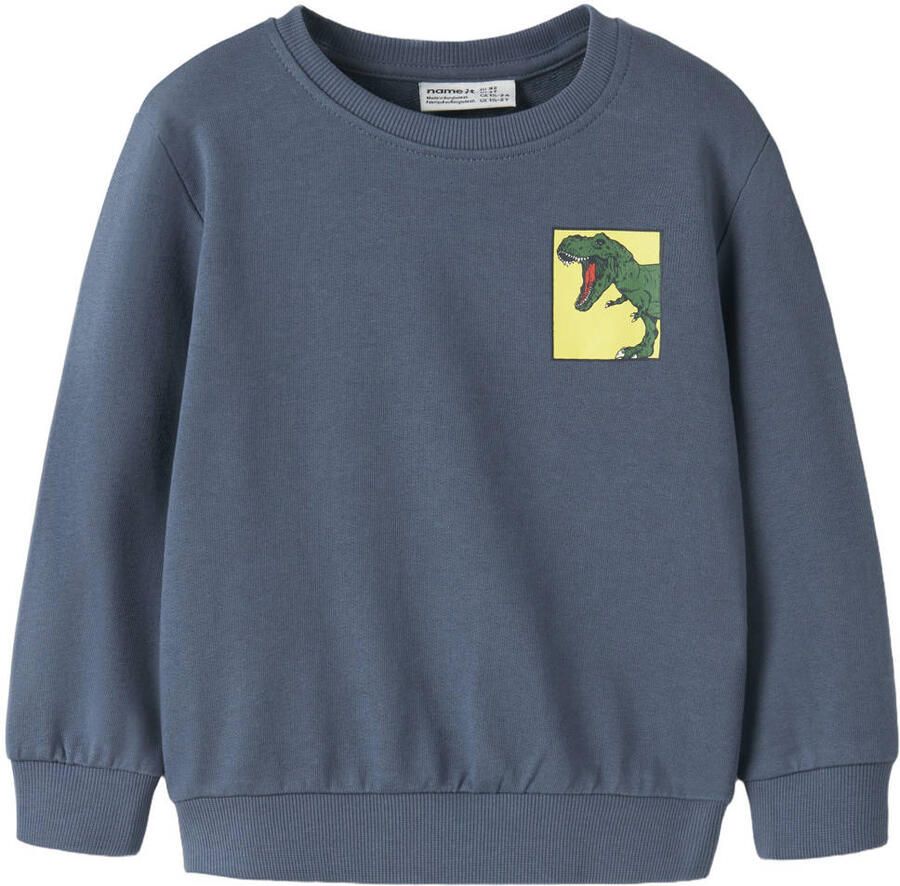 NAME IT MINI sweater met backprint blauw