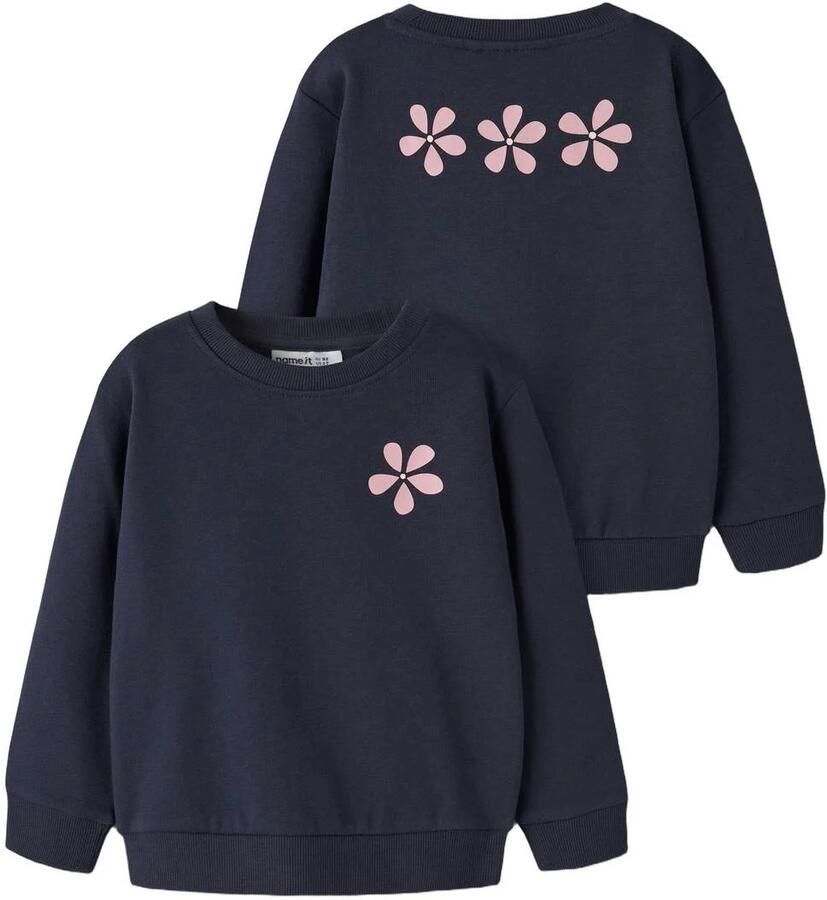 NAME IT MINI sweater met backprint donkerblauw