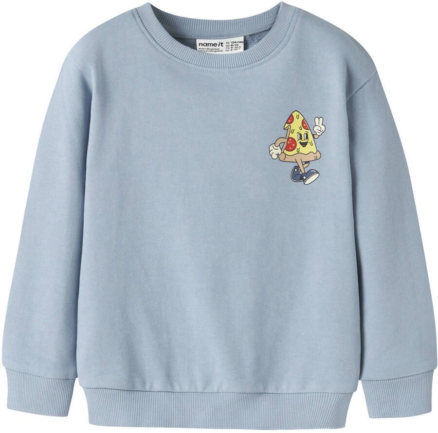 NAME IT MINI sweater met backprint lichtblauw