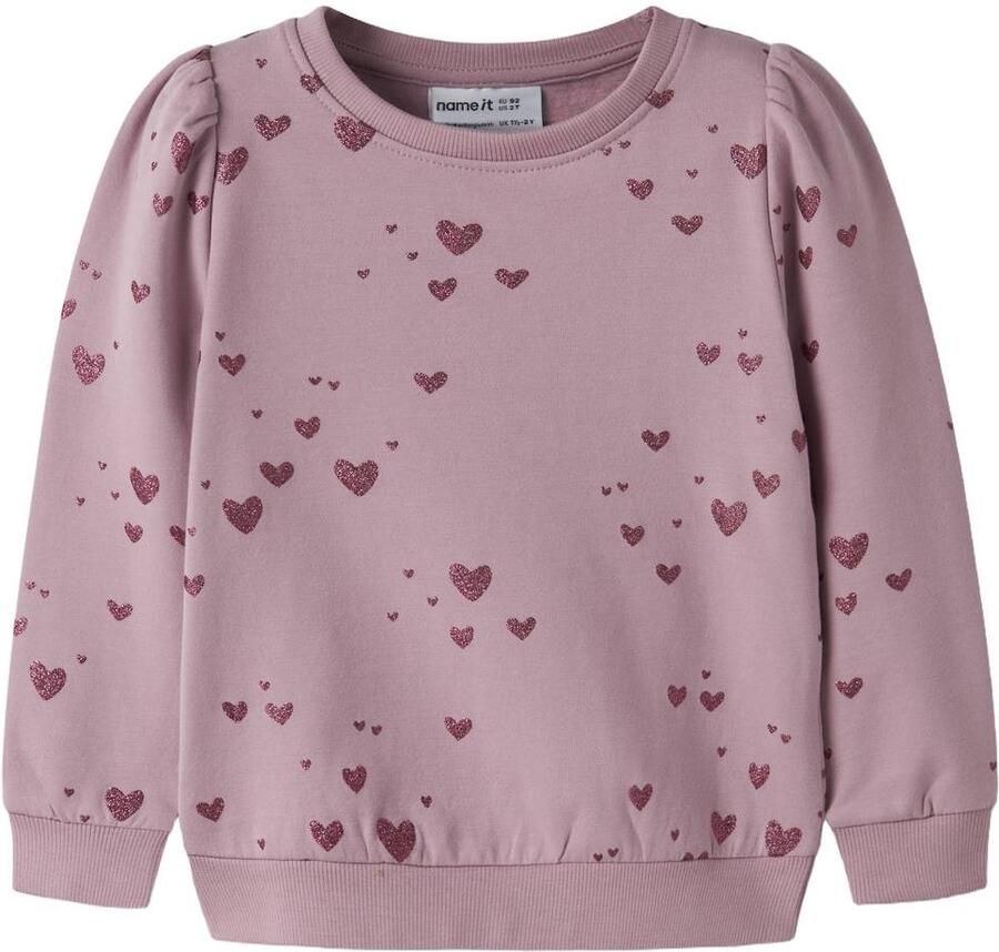 NAME IT MINI sweater met hartjes lila Paars Hartjes