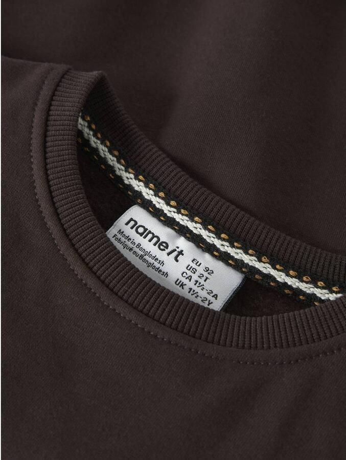 NAME IT MINI sweater met patches donkerbruin Effen - Foto 3