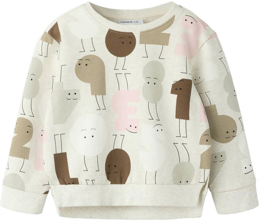 NAME IT MINI sweater met print beige