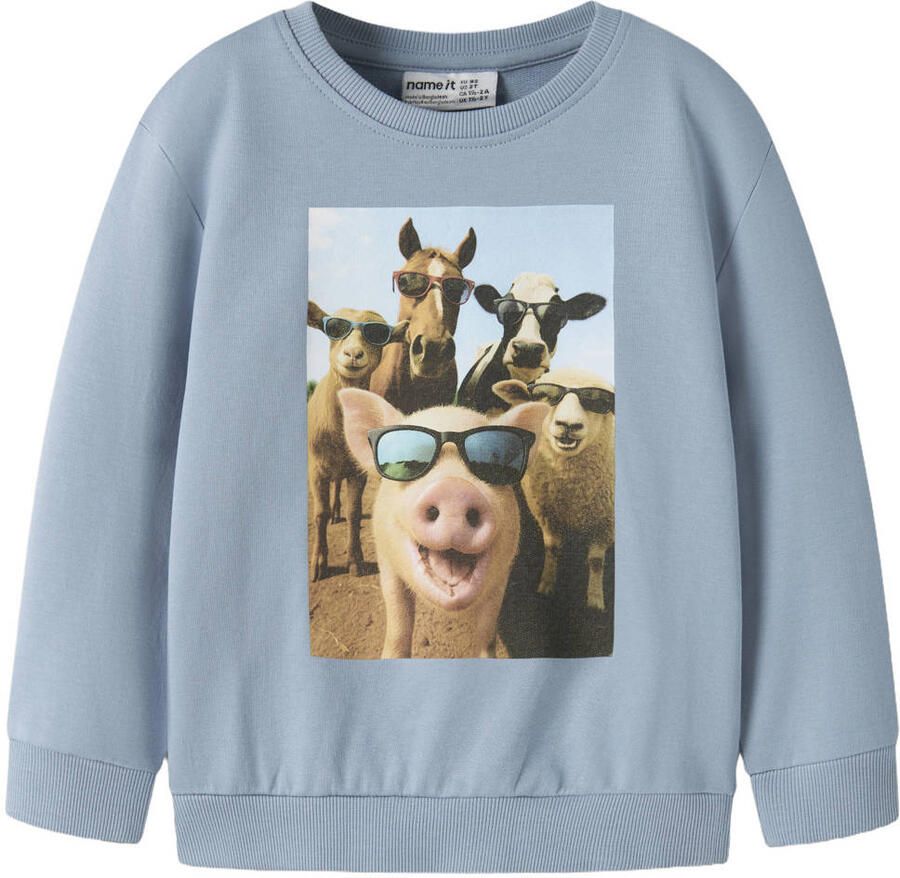 NAME IT MINI sweater met print blauw