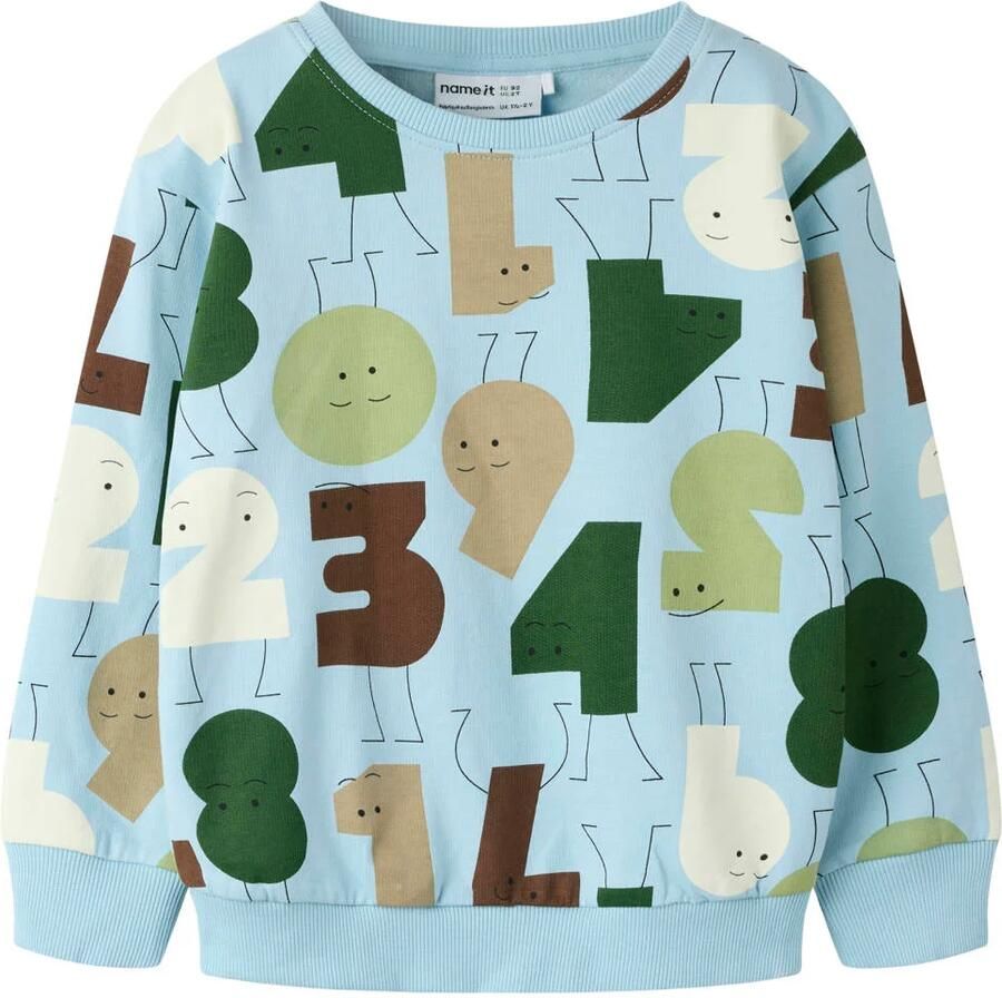 NAME IT MINI sweater met print blauw beige groen - Foto 2