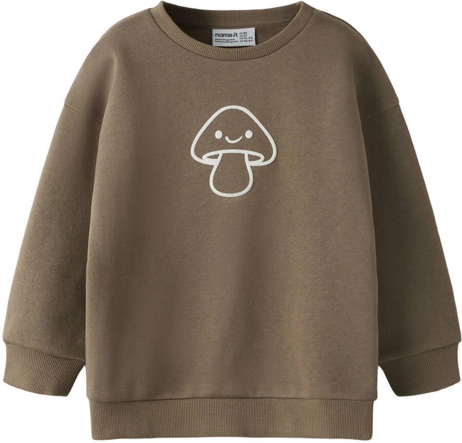 NAME IT MINI sweater met print bruin