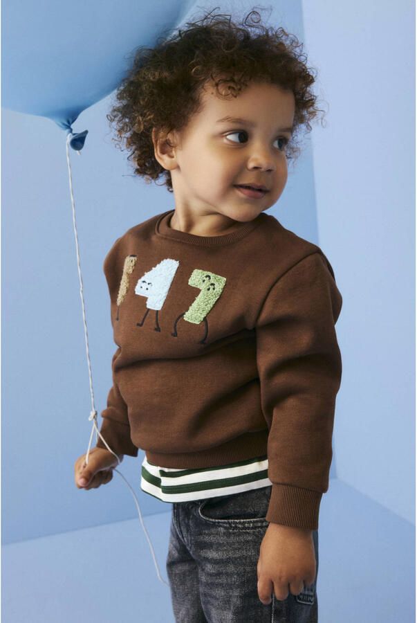 NAME IT MINI sweater met print bruin - Foto 2