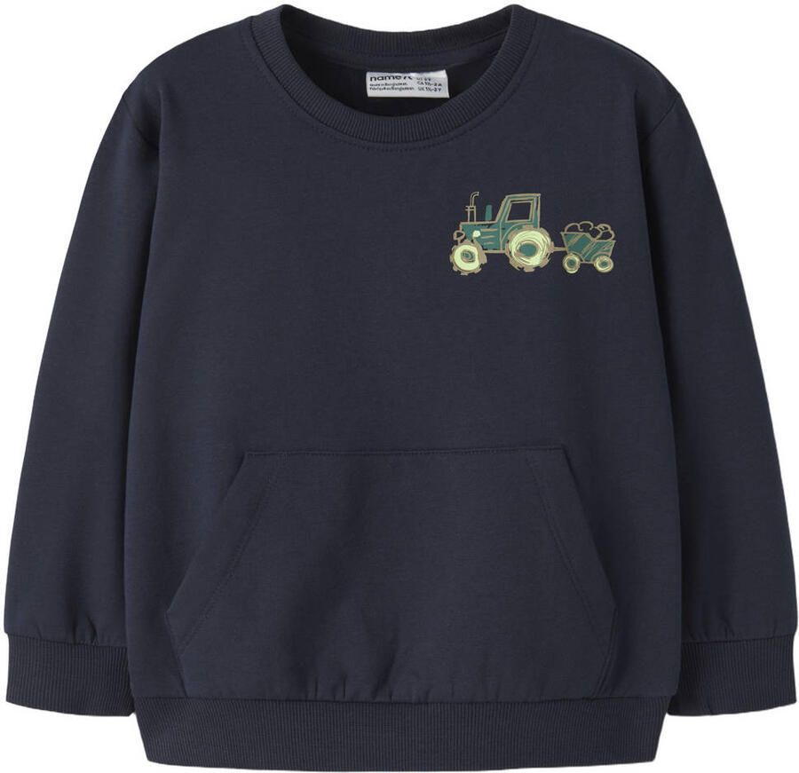 NAME IT MINI sweater met print diep donkerblauw Printopdruk