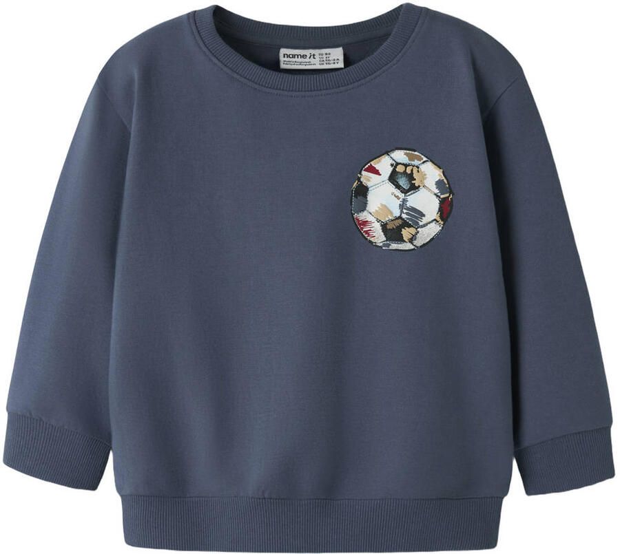 NAME IT MINI sweater met print donkerblauw