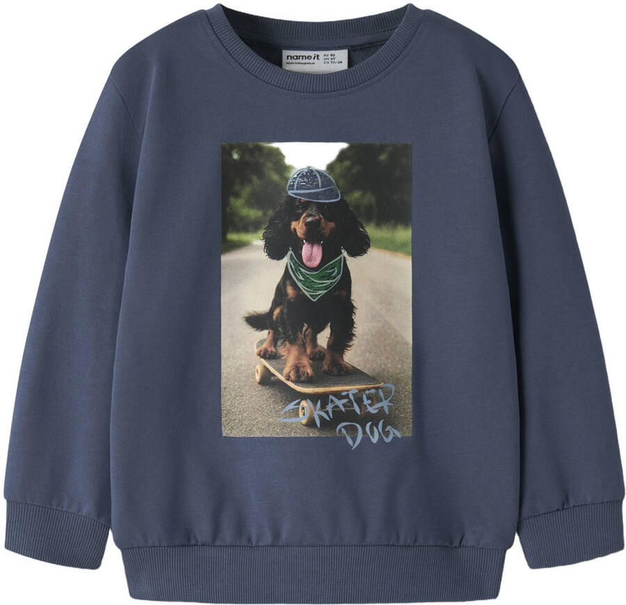 NAME IT MINI sweater met print donkerblauw