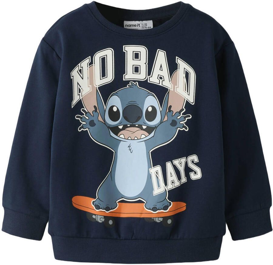 NAME IT MINI sweater met print donkerblauw