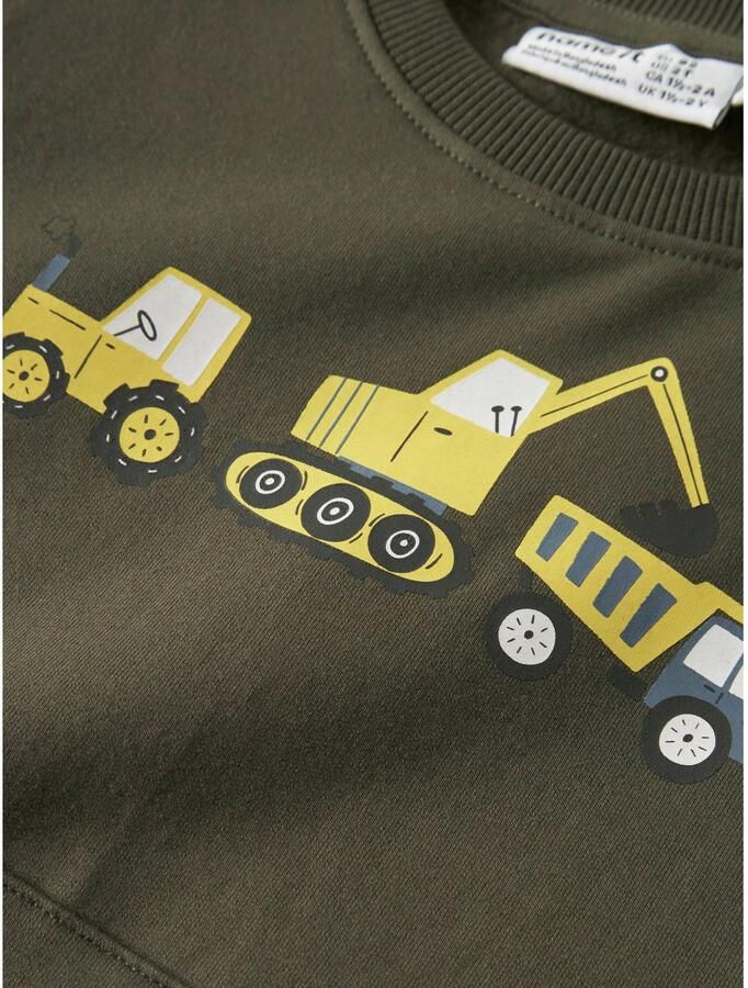 NAME IT MINI sweater met print donkergroen Printopdruk - Foto 2