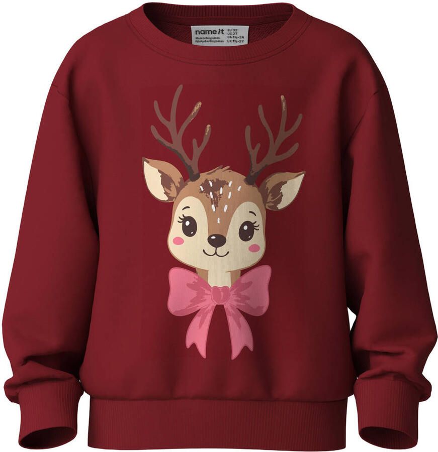 NAME IT MINI sweater met print donkerrood