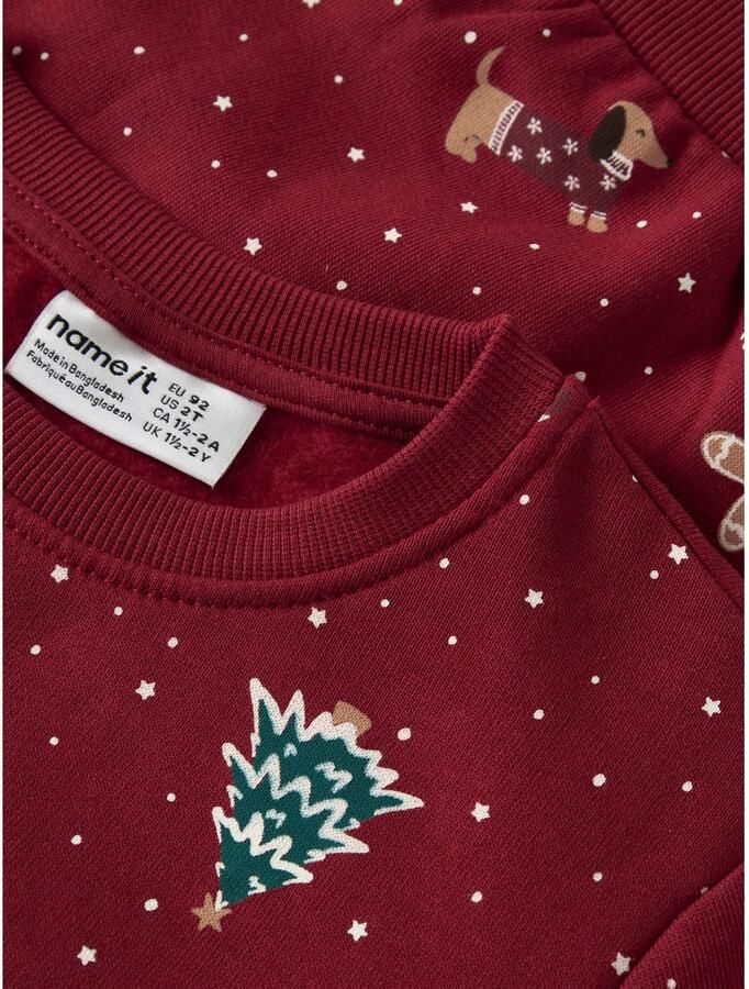 NAME IT MINI sweater met print donkerrood All over print - Foto 2