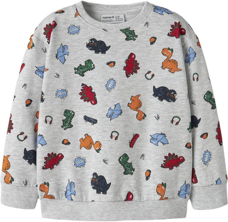NAME IT MINI sweater met print grijs