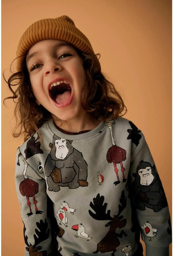 NAME IT MINI sweater met print grijs All over print - Foto 2