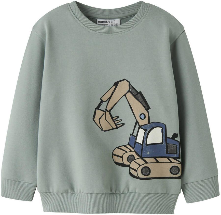NAME IT MINI sweater met print groen