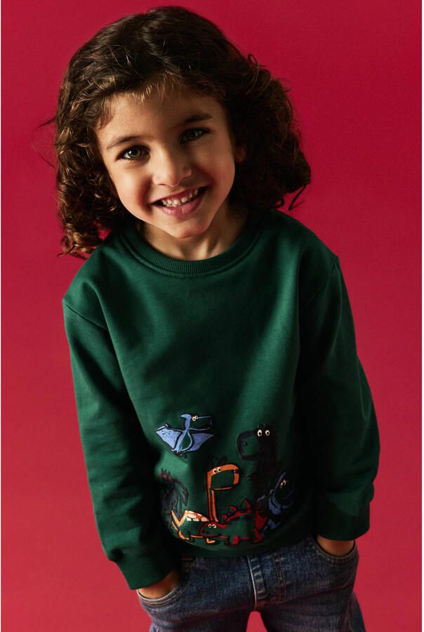 NAME IT MINI sweater met print groen