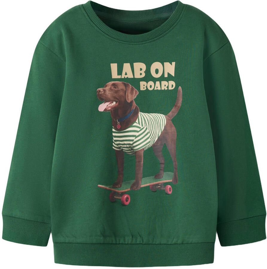 NAME IT MINI sweater met print groen