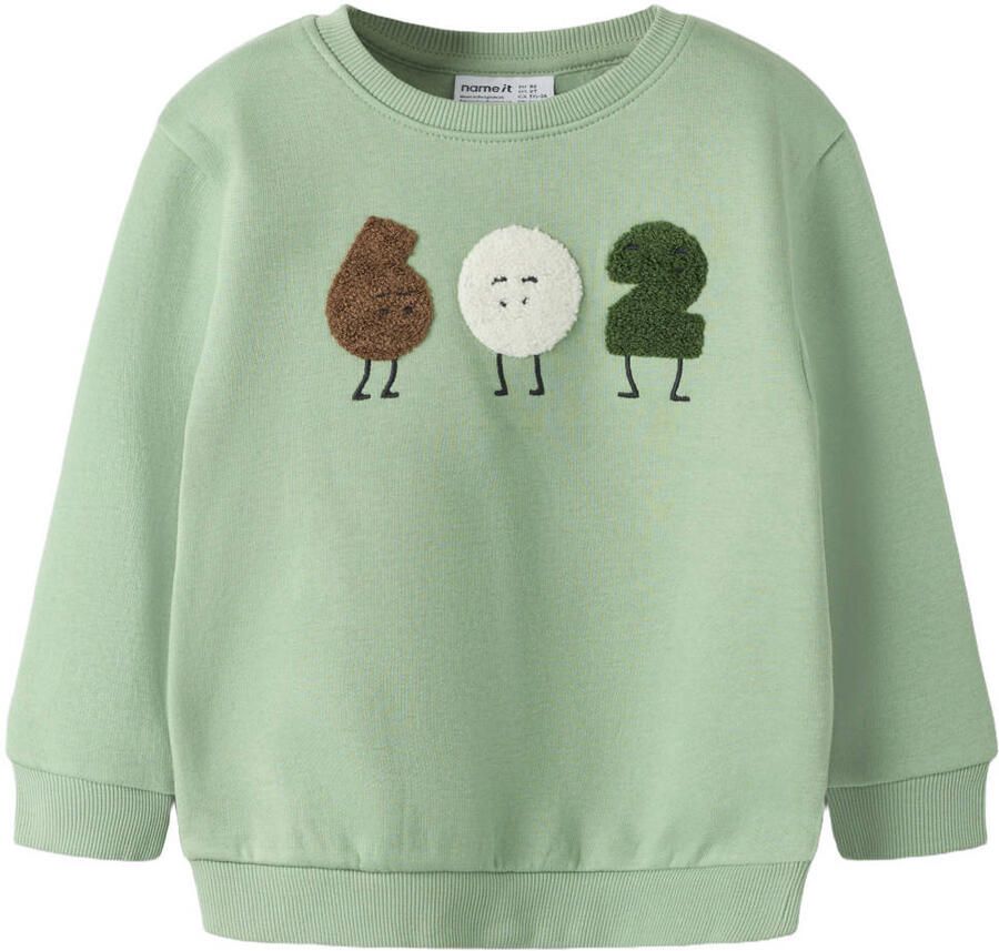 NAME IT MINI sweater met print groen