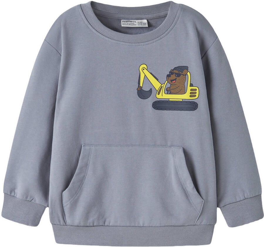 NAME IT MINI sweater met print lichtblauw Printopdruk