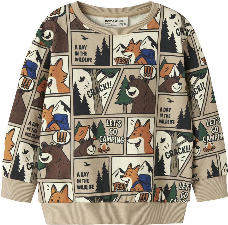 NAME IT MINI sweater met print lichtbruin