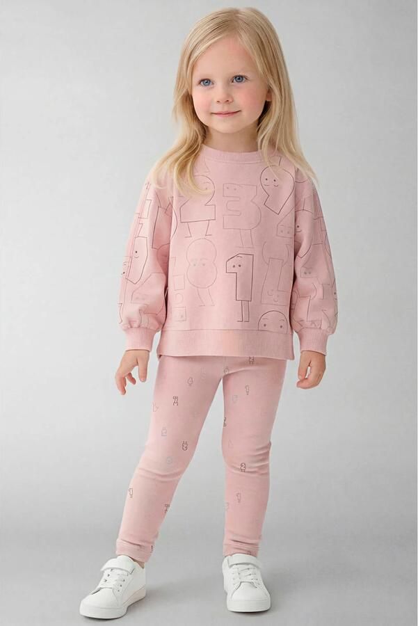 NAME IT MINI sweater met print lichtroze